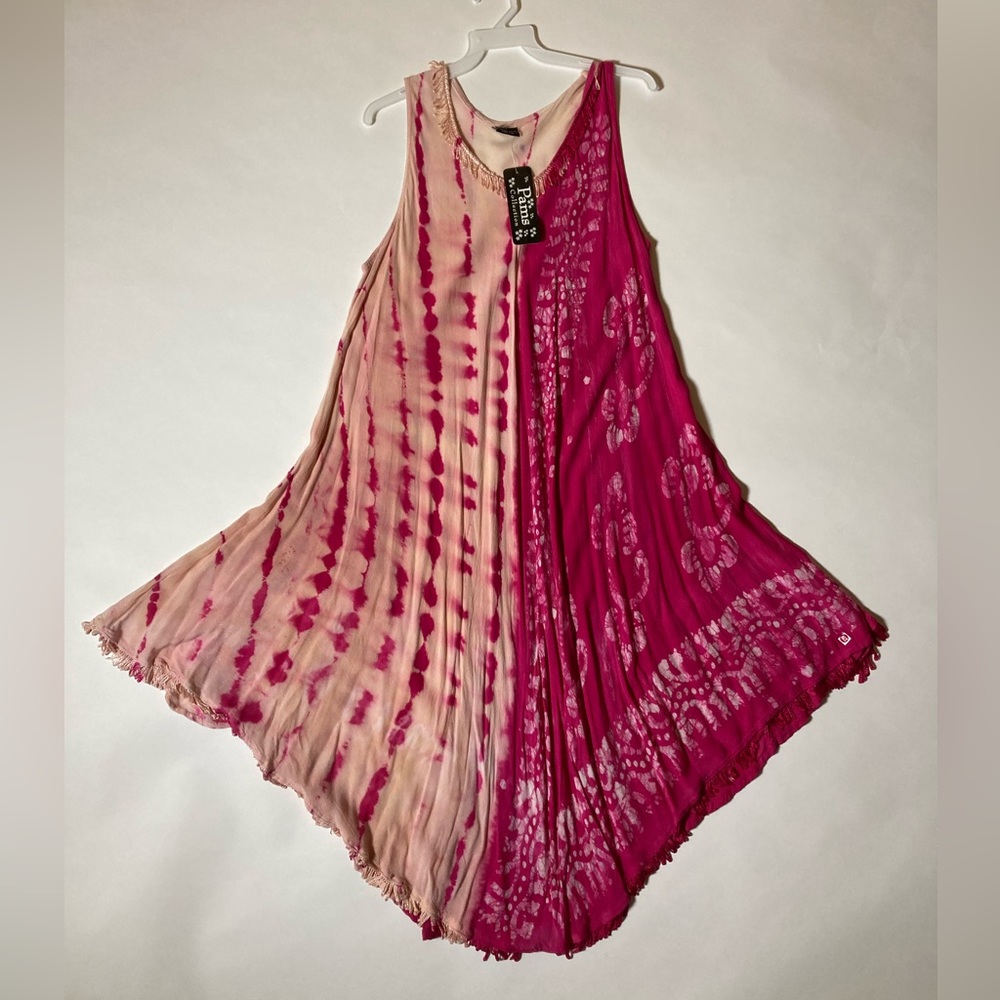 Pams Collection NWT Free Size Tie Dye Summer Dress Pink Magenta